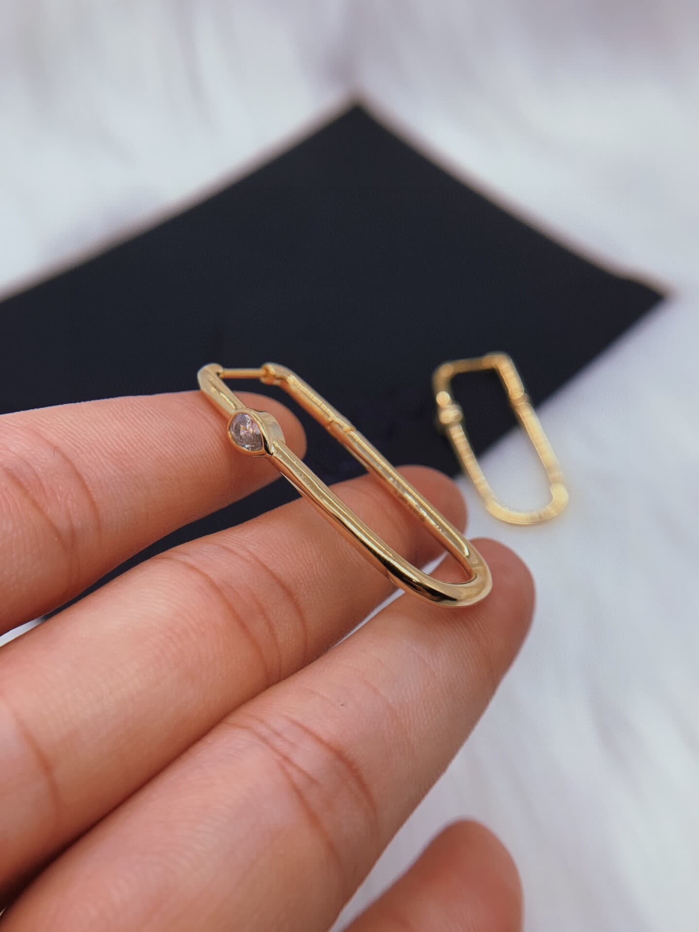 APM Monaco Gold Hoop Earrings with Diamond